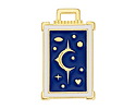 24K Gold (plated) Cobalt & Ivory Enamel Tarot Card Focal 18x29mm