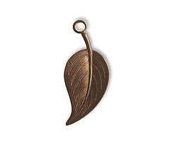 Vintaj Natural Brass Catalpa Leaf Charm 27x12mm
