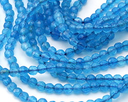 Pacific Blue Agate Faceted Round 4mm