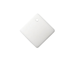 Opaque White Beach-Style Glass Curved Diamond Square Pendant 18mm