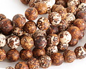 Tibetan (Dzi) Agate Matte Rust & White Molten Pattern Round 12mm