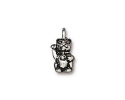 TierraCast Antique Silver (plated) Beckoning Kitty Charm 8x16mm