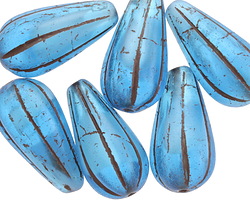 Czech Glass Aquamarine Waters Melon Teardrop 23x12mm