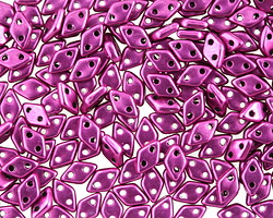 CzechMates Glass ColorTrends: Sueded Gold Fuchsia Red 2-Hole Diamond 4x6mm