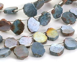 Blue Silicate Lustered Natural Cut Slice Drop 8.5-10x10-12mm