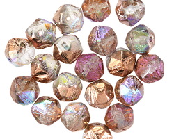 Czech Glass Crystal AB w/ Copper English Cut Bead 7x8mm