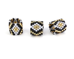 Gold & Jet Diamonds 9x10mm Miyuki Woven Seed Bead Tube for 12mm Interchangeable Focal