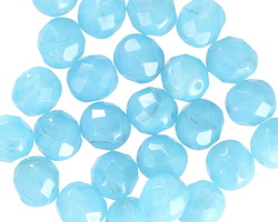 Czech Glass Blue Opal Fire Polished Round 8mm