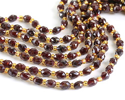 Garnet Microfaceted Rice 6x4mm