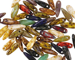Czech Glass Multi-Color Mix Picasso Dagger 3x11mm