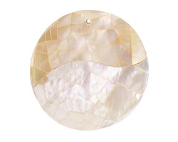 Mother of Pearl 2-Tone Mosaic Wave Coin Focal 30mm