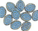 Czech Glass Amber Picasso w/ Turquoise Wash Mystic Eye 14x11mm