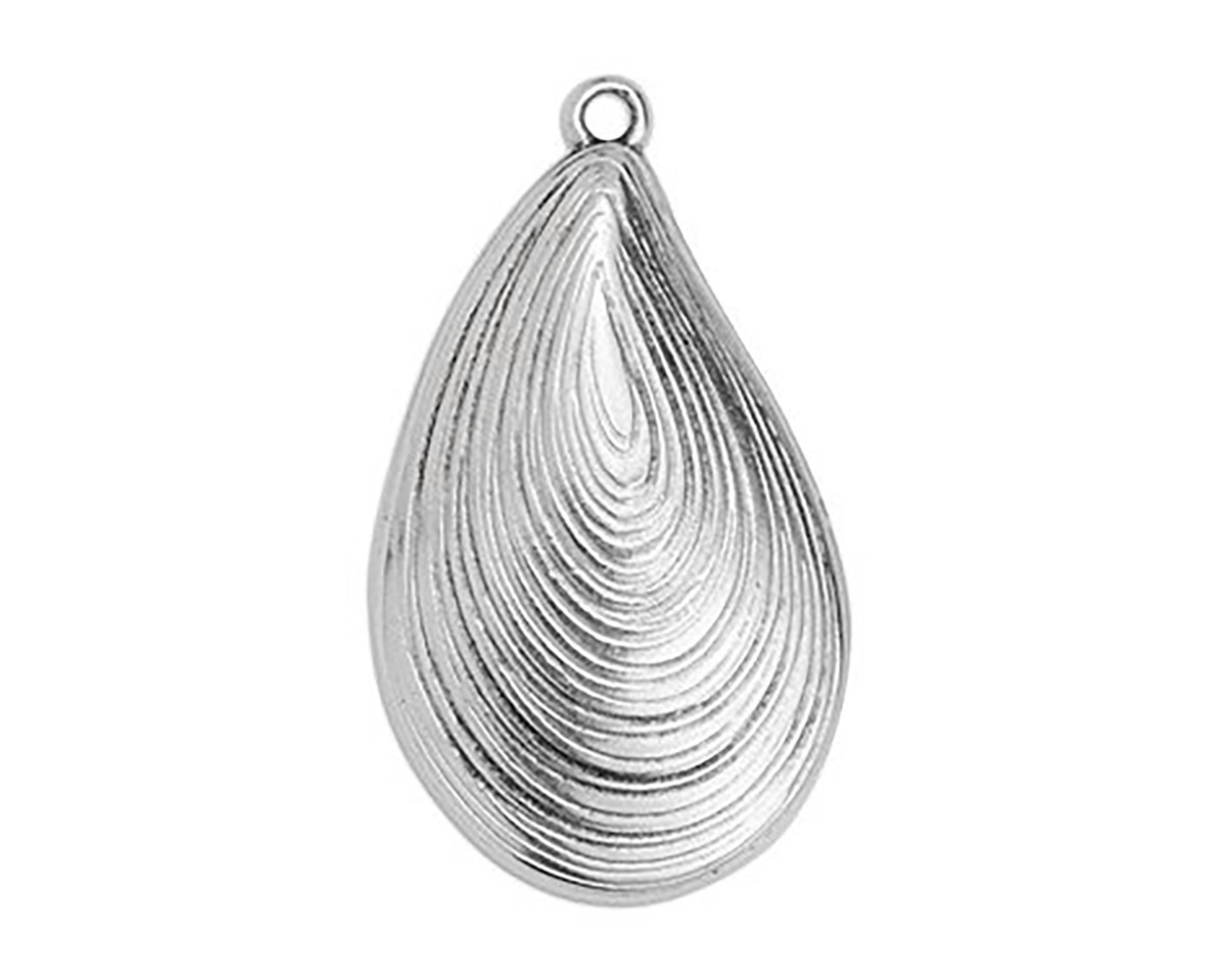 Antique Silver (plated) Oyster Focal 18x32mm