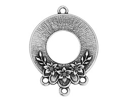TierraCast Antique Silver (plated) Blossom Pendant w/ 3 Loops 25x34mm