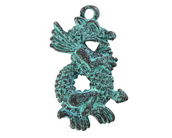 Mykonos Copper (plated) Patina Scaled Dragon Focal 19x33mm