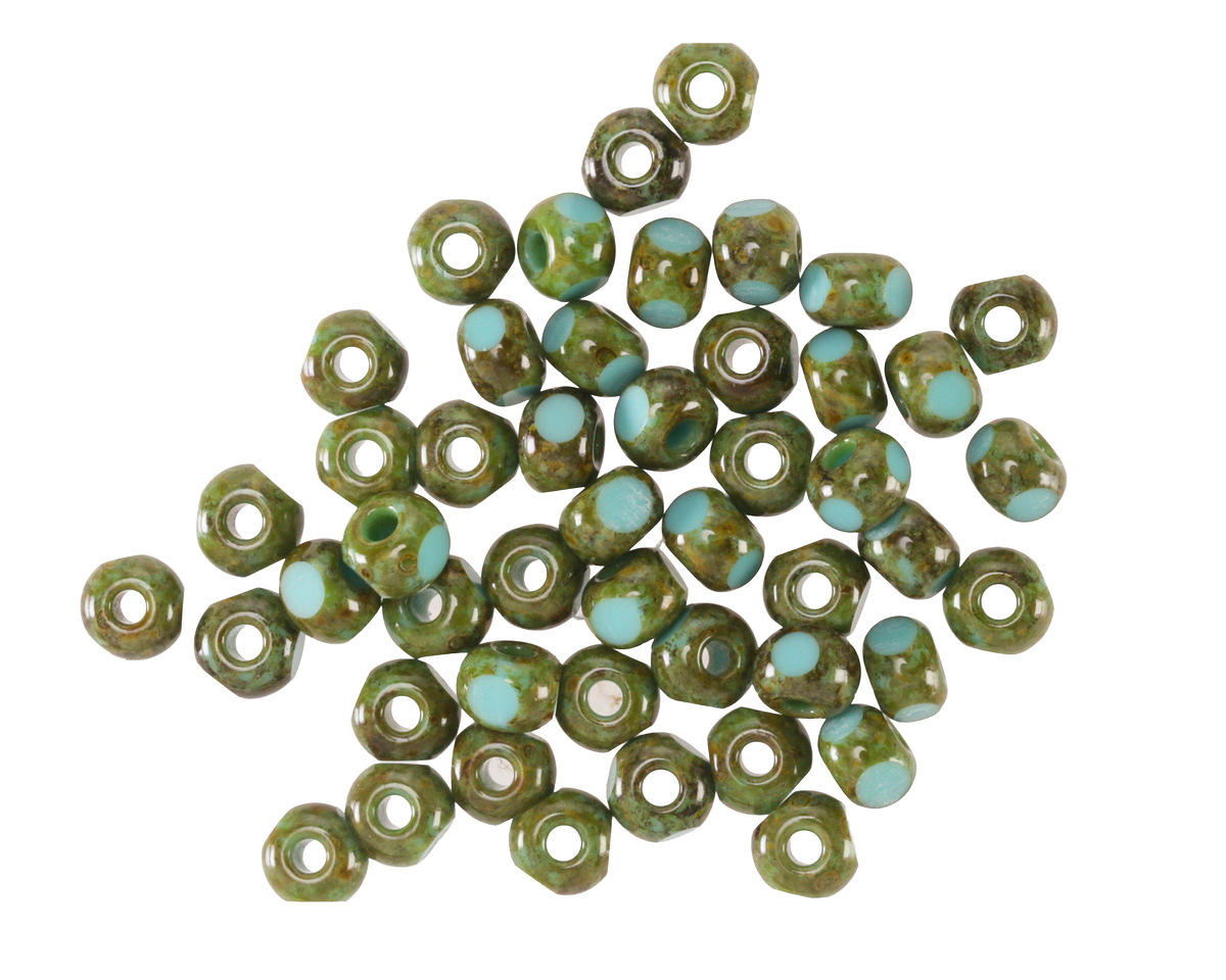 Czech Glass Turquoise Picasso Trica Beads 3x4mm