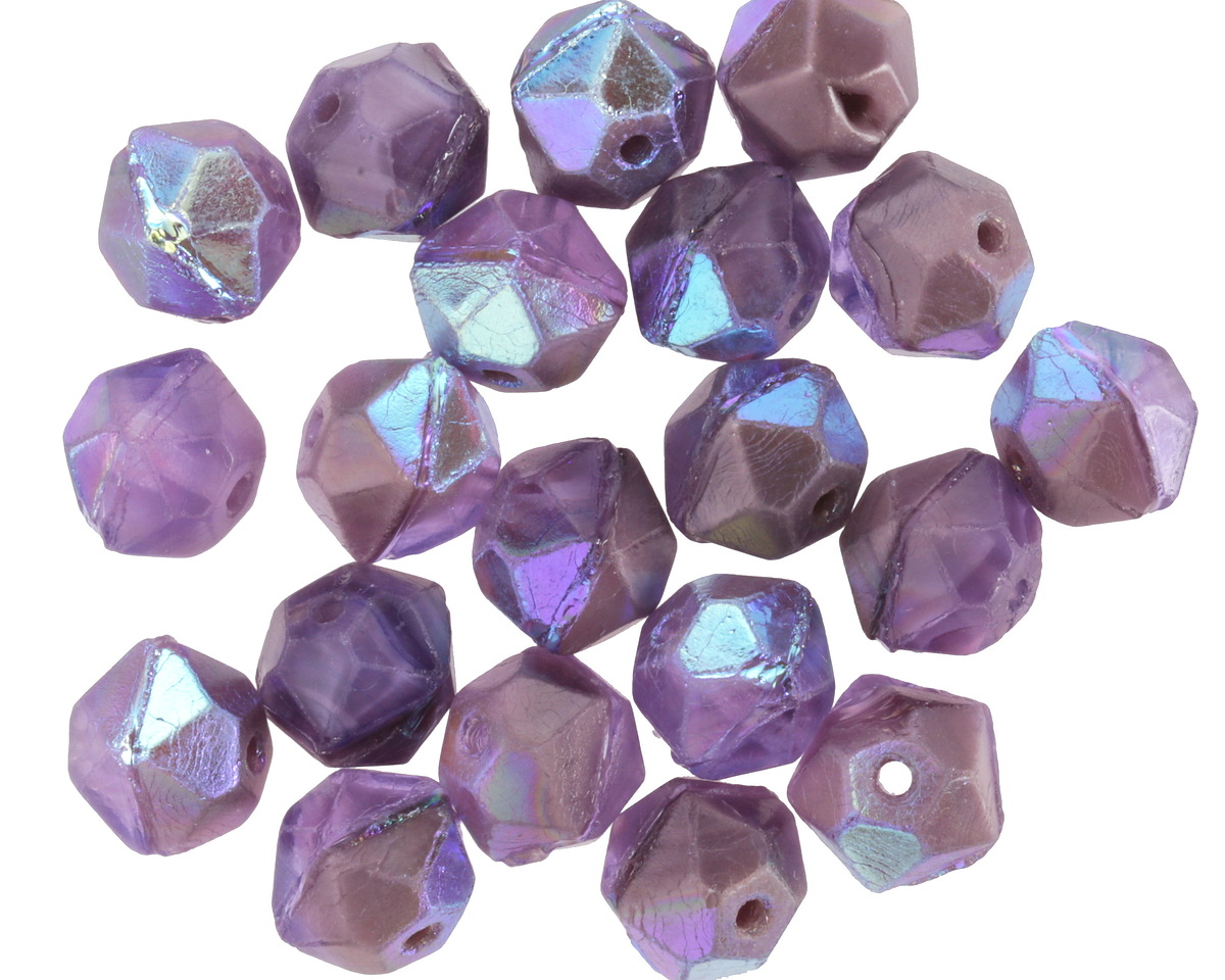 Czech Glass Thistle AB English Cut Bead 7x8mm