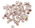 Czech Glass White AB w/ Brown Wash English Cut Bead 4mm