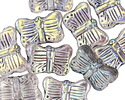 Czech Glass Crystal AB w/ Silver Butterfly 16x11mm