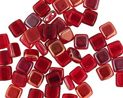 CzechMates Glass Twilight Siam Ruby 2-Hole Tile 6mm