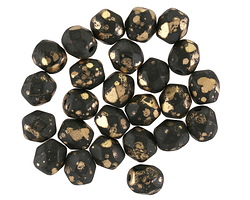 Czech Glass Matte Jet w/ Gold Flecks Fire Polished Round 6mm