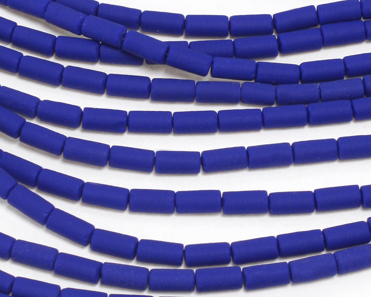 Opaque Royal Blue Beach-Style Glass Tube 8x4mm