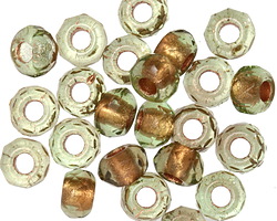 Czech Glass Olive w/ Copper Lining Large Hole Fire Polished Rondelle 6x9mm