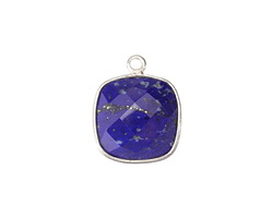 Lapis Faceted Square Drop in Sterling Silver 15-16x18-19mm