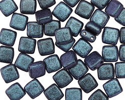 CzechMates Glass Polychrome Indigo Orchid 2-Hole Tile 6mm