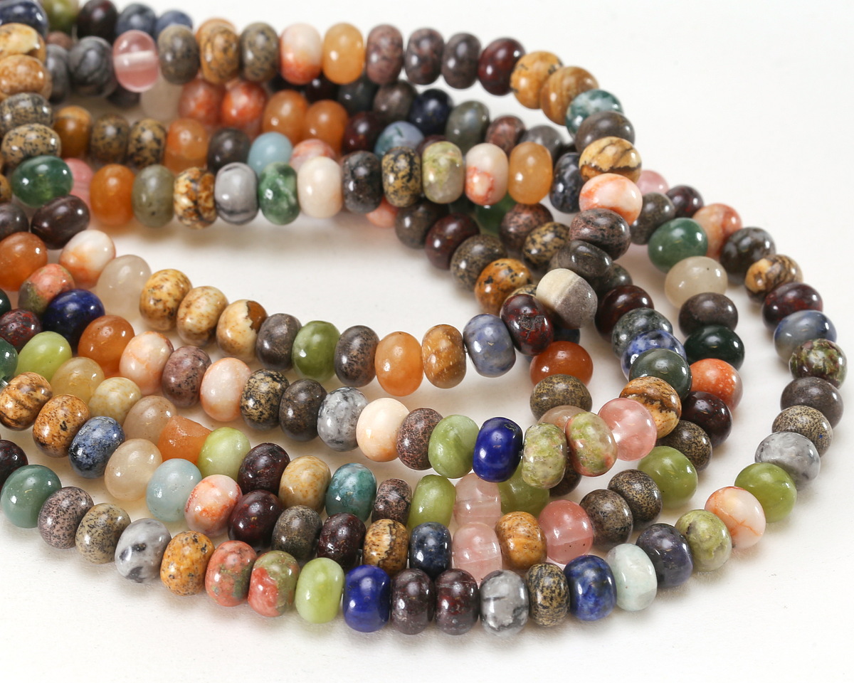 Multi Gemstone (Red Jasper, Howlite Turquoise, Citrine, Cherry Quartz, Jasper) Rondelle 4x6mm