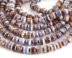 Tibetan (Dzi) Agate Blue Banded Faceted Round 6mm