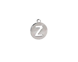Stainless Steel Initial Coin Charm "Z" 10x12mm