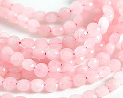 Rose Quartz Faceted Puff Coin 6mm Beads