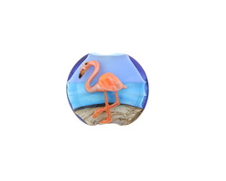 Grace Lampwork Flamingo Lentil 15x16mm