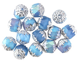 Czech Glass Glacier AB w/ Silver Lantern 8mm