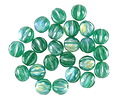 Czech Glass Matte Emerald AB & Metallic Green Wash Faceted Melon Round 6mm