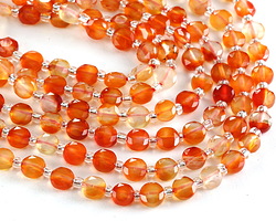 Carnelian (natural) Microfaceted Star Coin 6mm