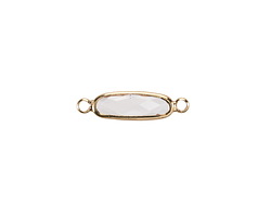 Clear Crystal Elongated Oval Link in Gold Finish Bezel 22x6mm