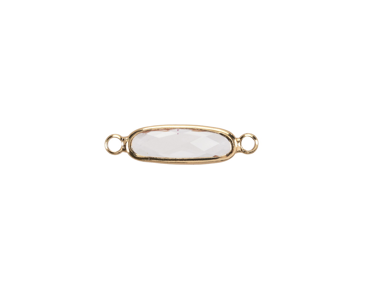 Clear Crystal Elongated Oval Link in Gold Finish Bezel 22x6mm