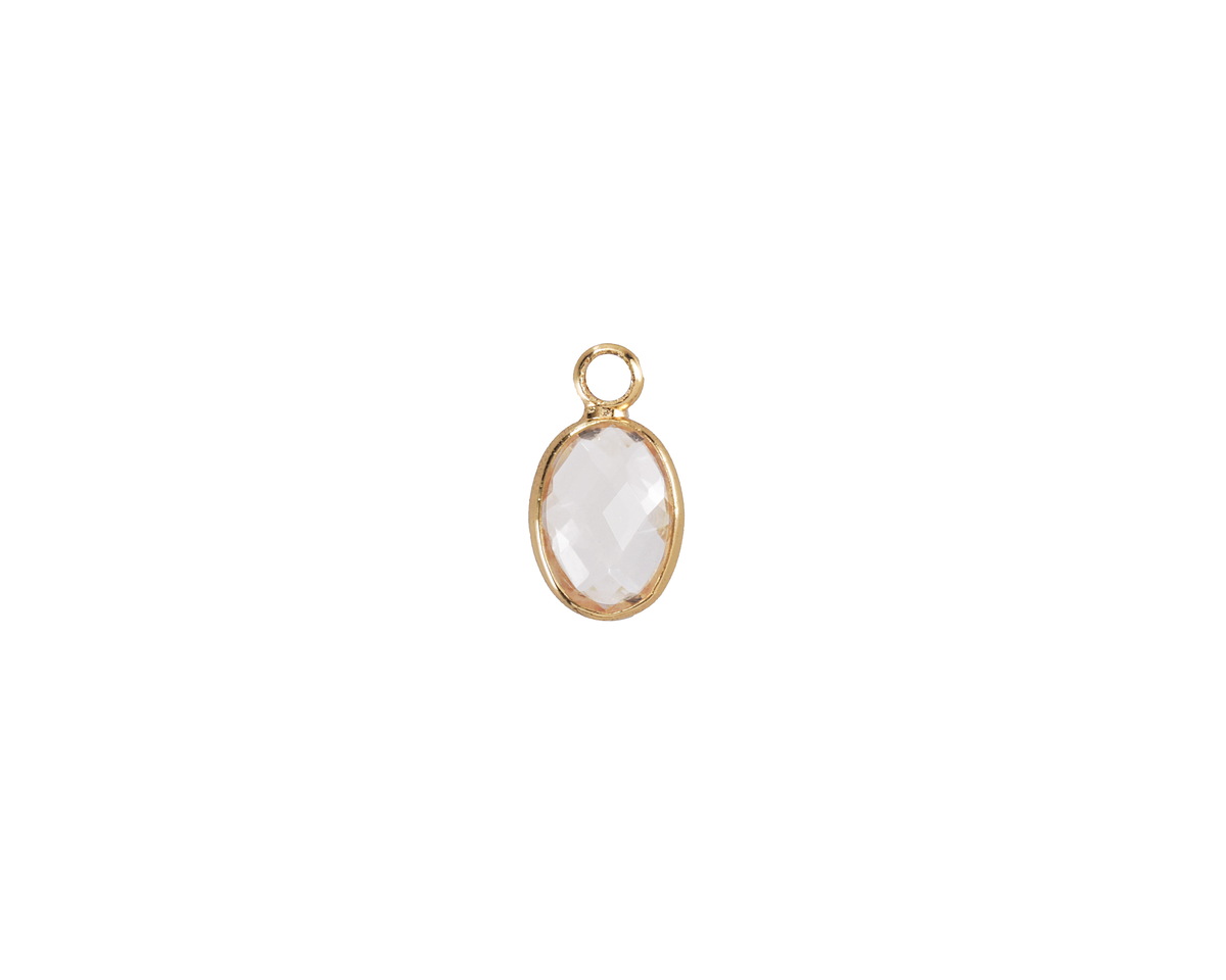 Clear Crystal Oval Drop in Gold Finish Bezel 6x8mm