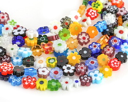 Millefiori Glass Multi-color Flower 8mm