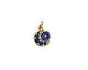18k Gold (plated) Tiny Blue Crystal Crescent w/ Blue Enamel Moon Focal 9x11mm