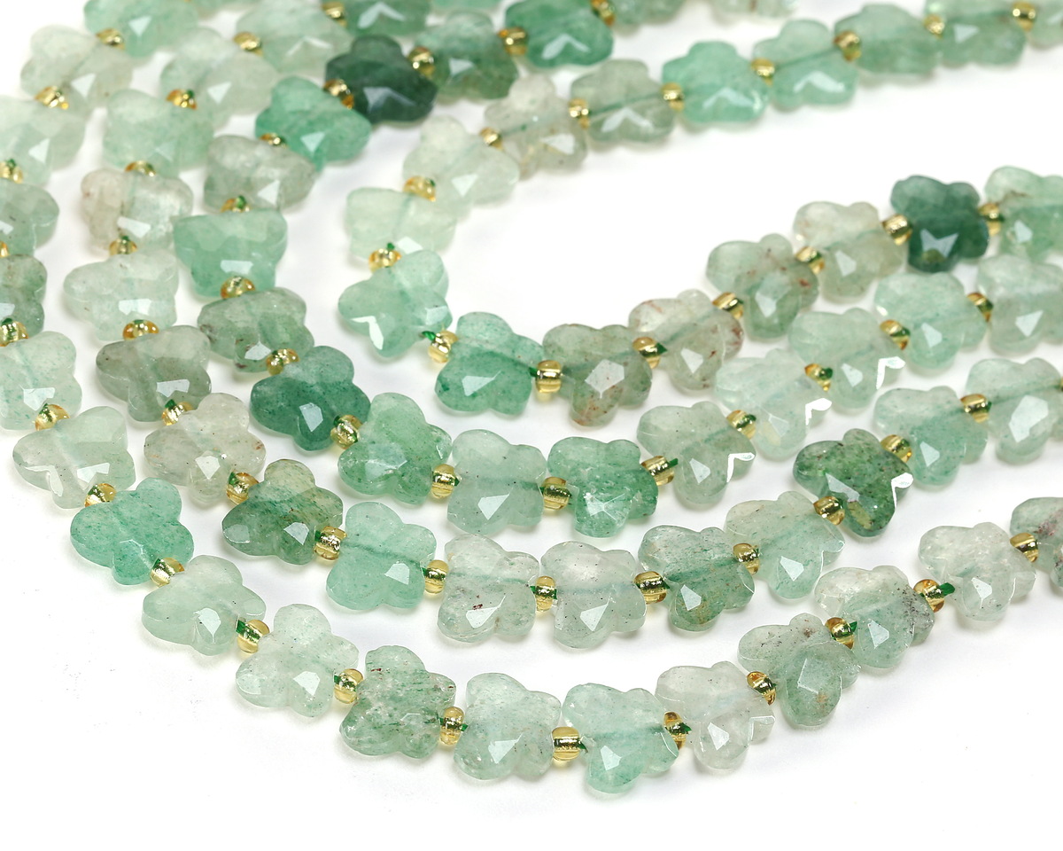 Green Strawberry Quartz Microfaceted Butterfly 8x10mm