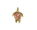 Strawberry Quartz w/ Gold Finish Sea Turtle Focal 15x19mm