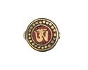 Nepalese Brass Om w/ Inlaid Coral Coin Bead 20mm