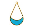 24K Gold (Plated) Transparent Turquoise Resin Openwork Teardrop Focal 24x42mm