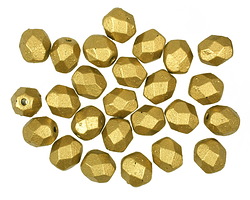 Czech Glass Matte Metallic Aztec Gold Fire Polished Round 6mm