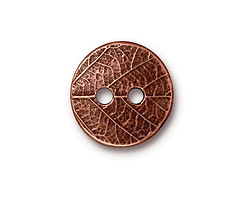 TierraCast Antique Copper (plated) Round Leaf Button 17mm