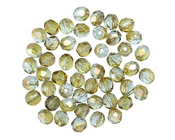 Czech Glass Aquamarine Celsian Fire Polished Round 4mm