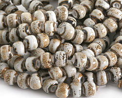 Birch w/ Speckles Banded Porcelain Tumbled Rondelle 8x10mm